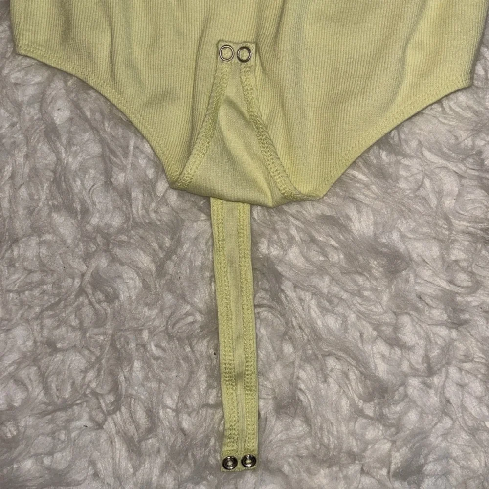 BP Square Neck Bodysuit Ribbed Yellow, Size Small - Picture 6 of 14